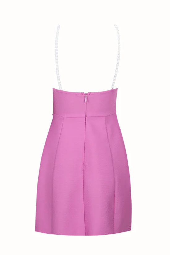 Rosette Applique Pearl Strap Bustier A-Line Bandage Mini Dress - View 5