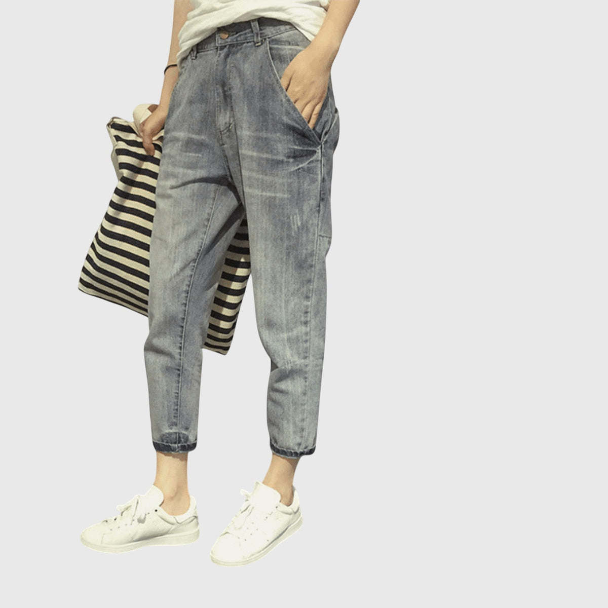 High Waist Loose Tapered Harem Jeans 2
