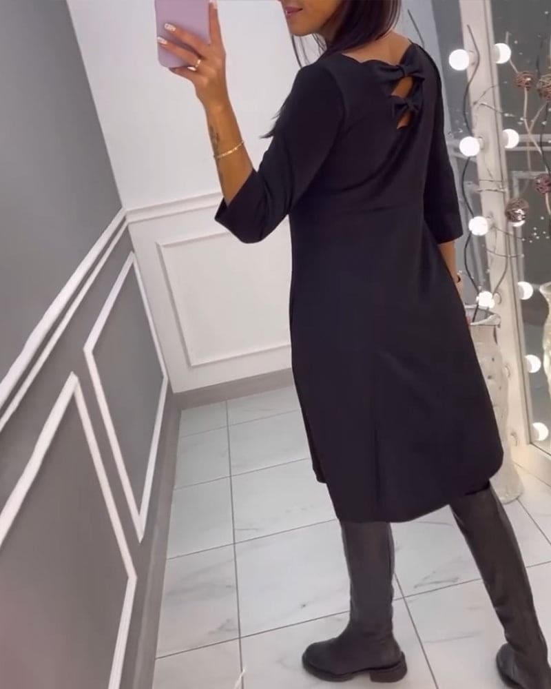 V-Neck Wrap Short Sleeve A-Line Midi Dress - View 2