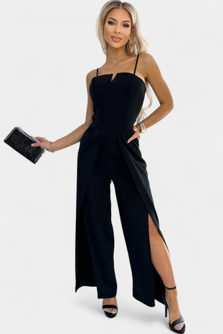 Spaghetti Strap Notch Neck Top and High Split Wide Leg Pants Two Piece Set 5