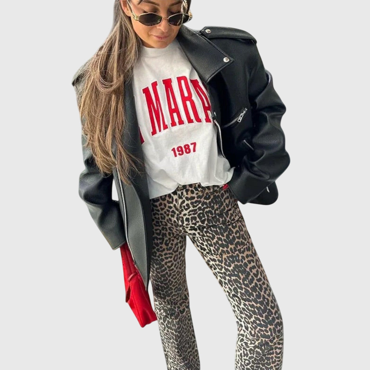 Leopard Print High Waist Tapered Jeans 4