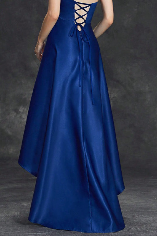 Satin Strapless Sweetheart High Low A-Line Prom Dress - View 2