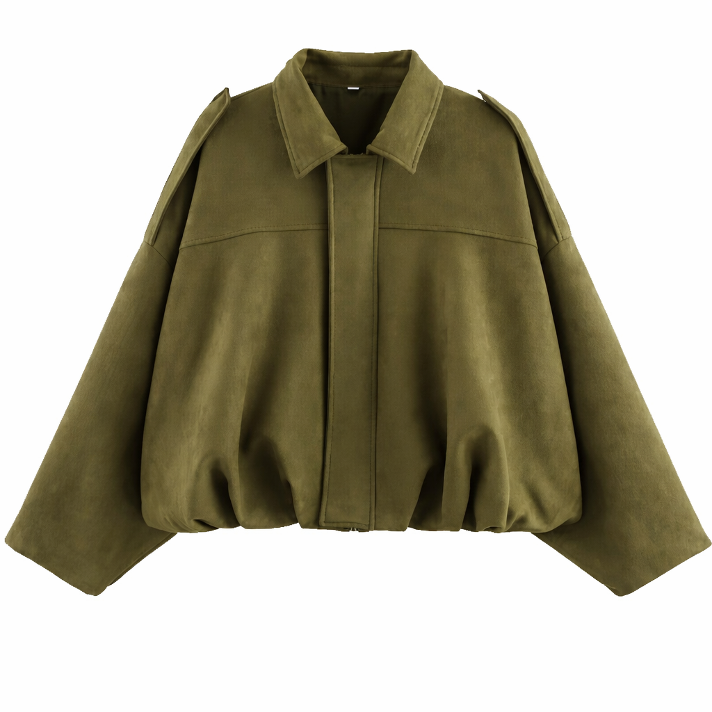 Collared Drop Shoulder Suede Look Oversized Jacket 9