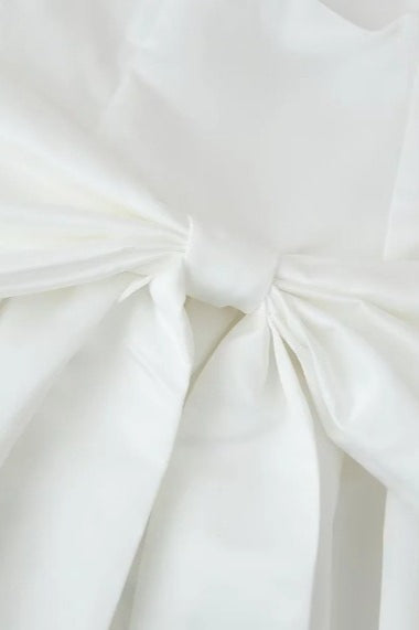 Satin Sleeveless Scoop Back Oversized Bow Pleated Mini Party Dress - View 7