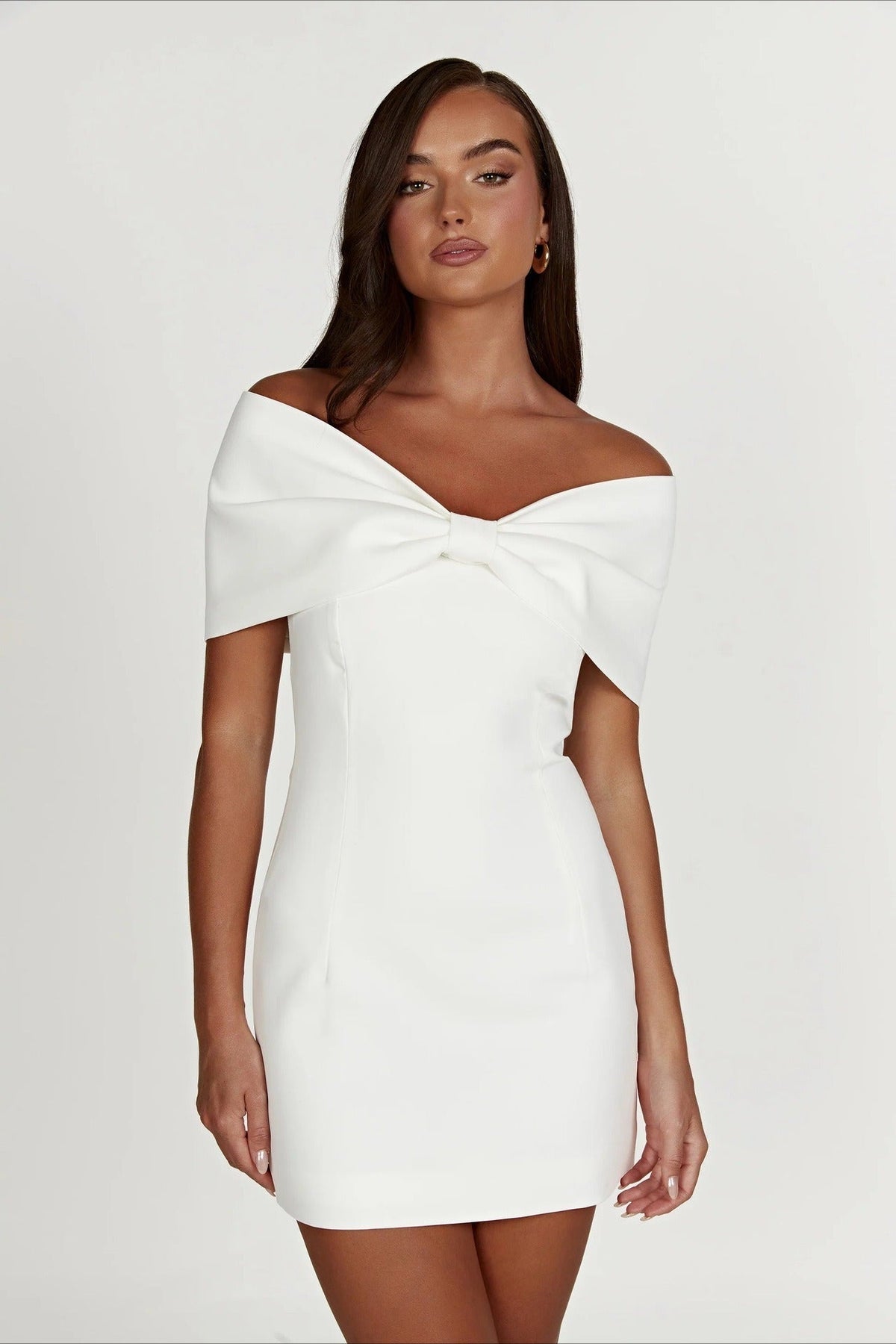 Off Shoulder Bow Detail Bodycon Cocktail Mini Dress - View 3