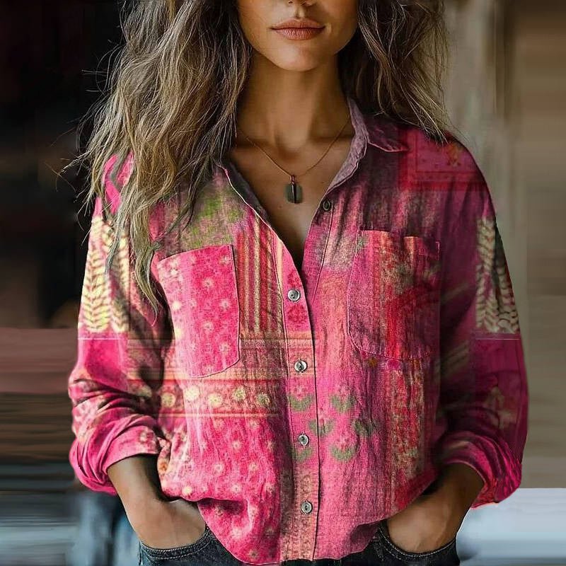 Bandana Paisley Print Long Sleeve Button Front Shirt 4