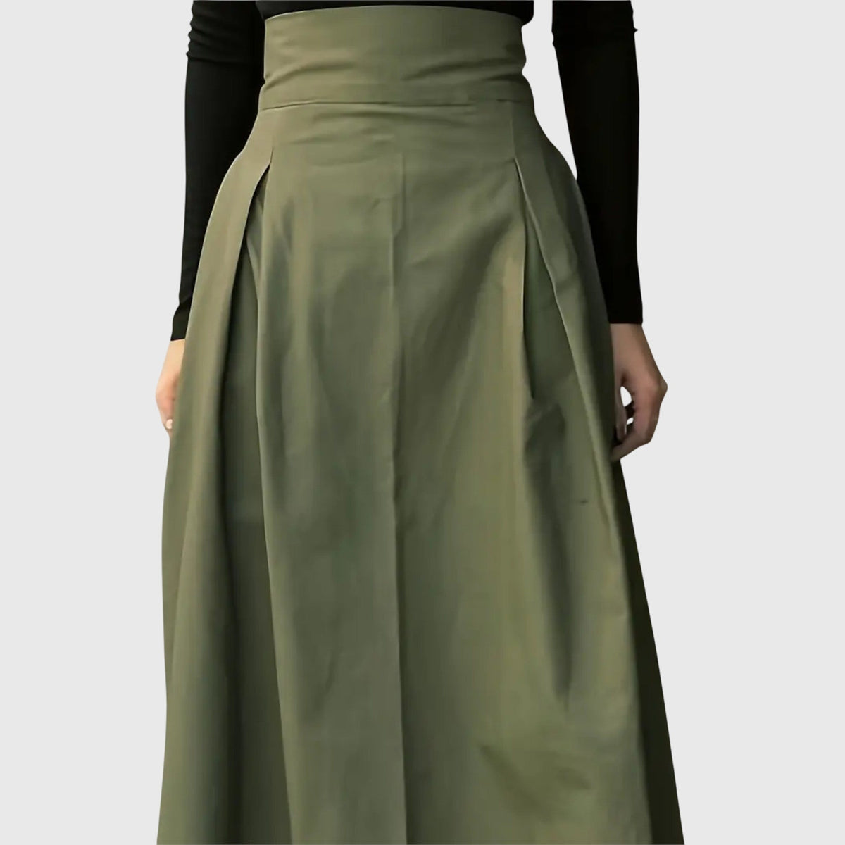 High Waist A-Line Midi Skirt 3