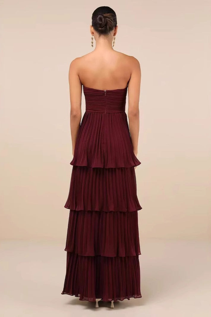 Ruched Bustier Tiered Hem Formal Dress - View 2
