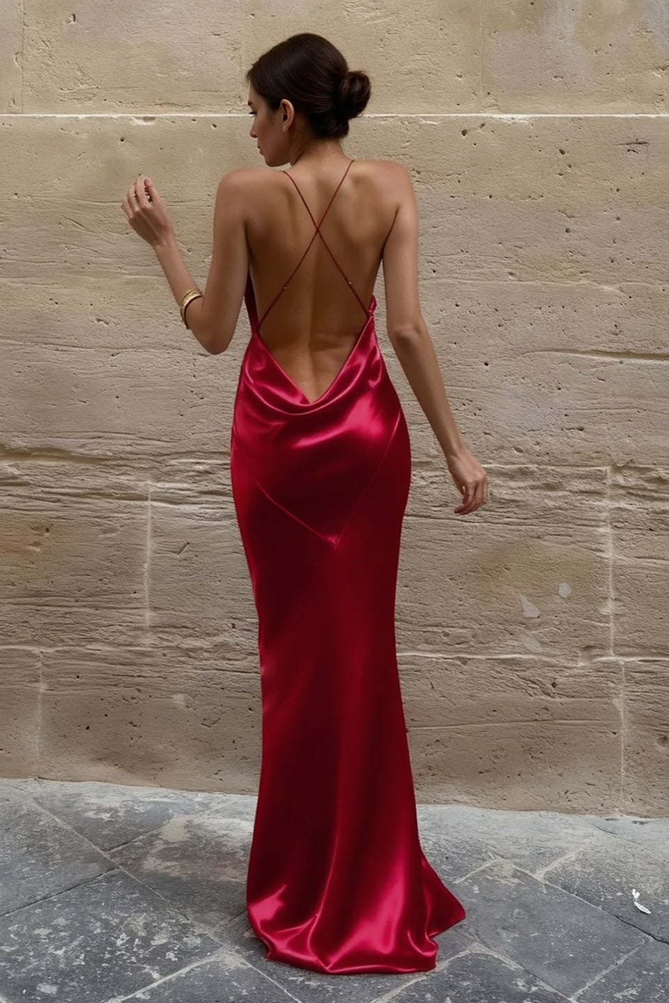 Backless Satin Dress