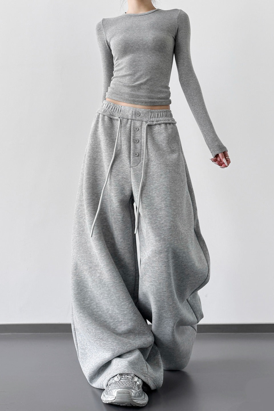 Sporty Wide Leg Elastic Waist Pants