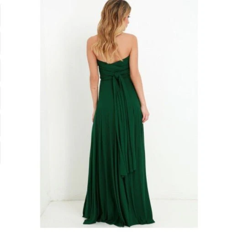V-Neck Cross Back Ruched Waist Flowy Maxi Dress - View 2