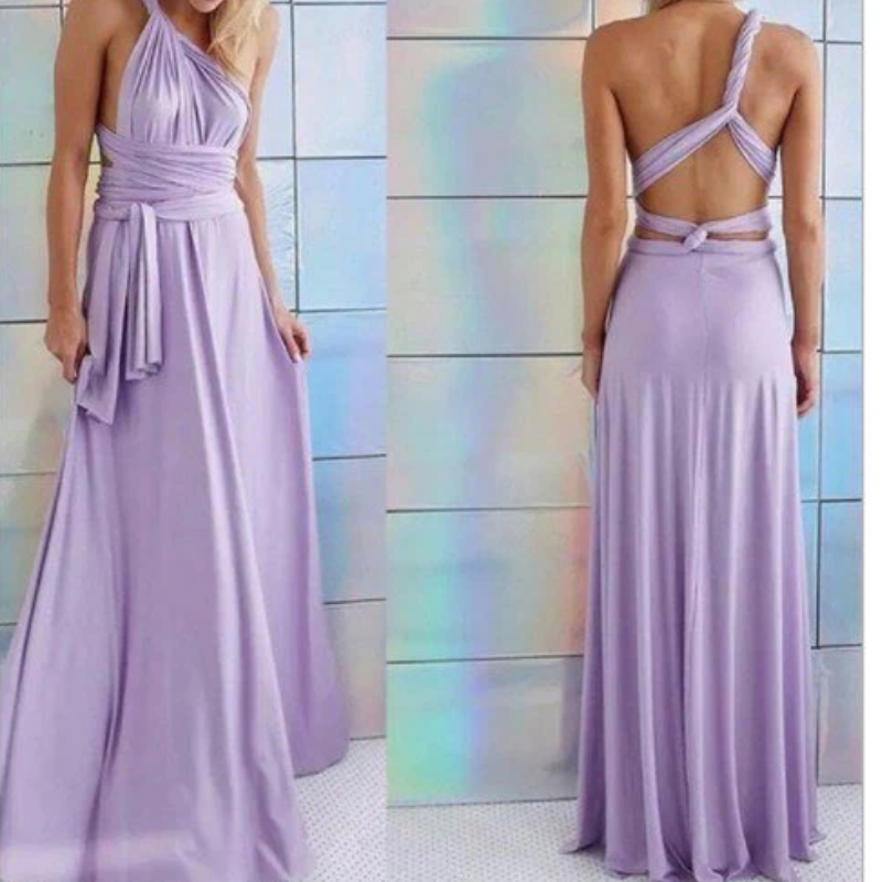 V-Neck Cross Back Ruched Waist Flowy Maxi Dress - View 10