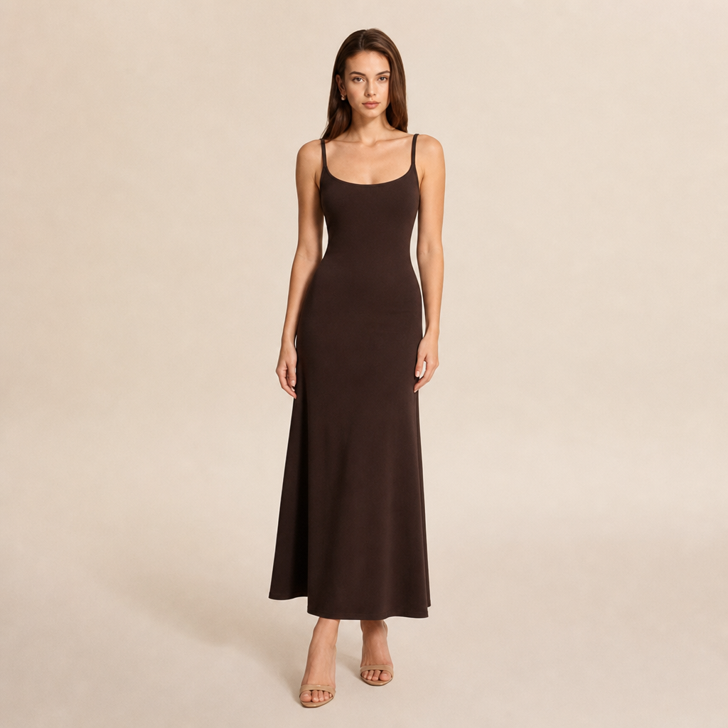 Scoop Neck Spaghetti Strap Fit and Flare Maxi Dress 10