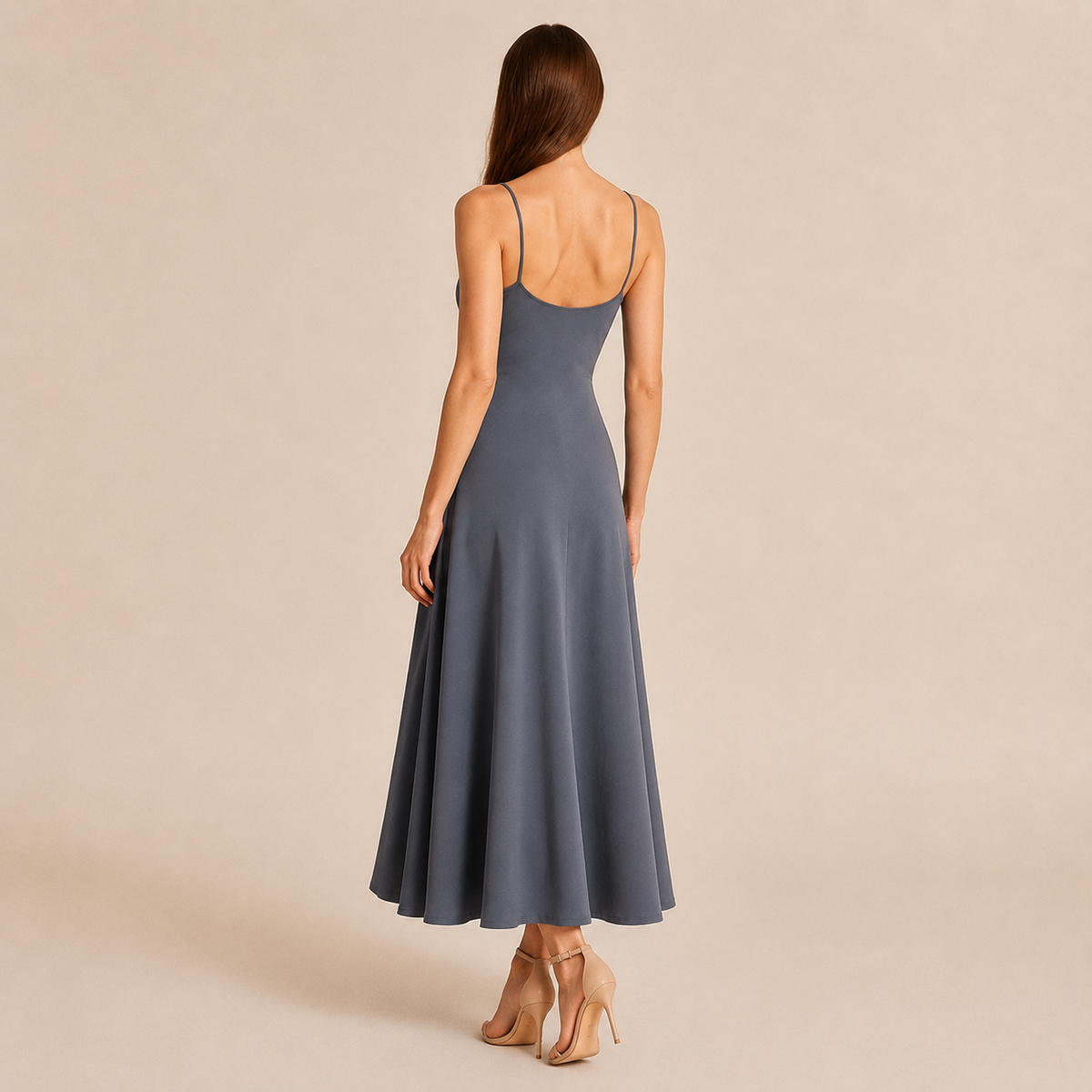 Scoop Neck Spaghetti Strap Fit and Flare Maxi Dress 9