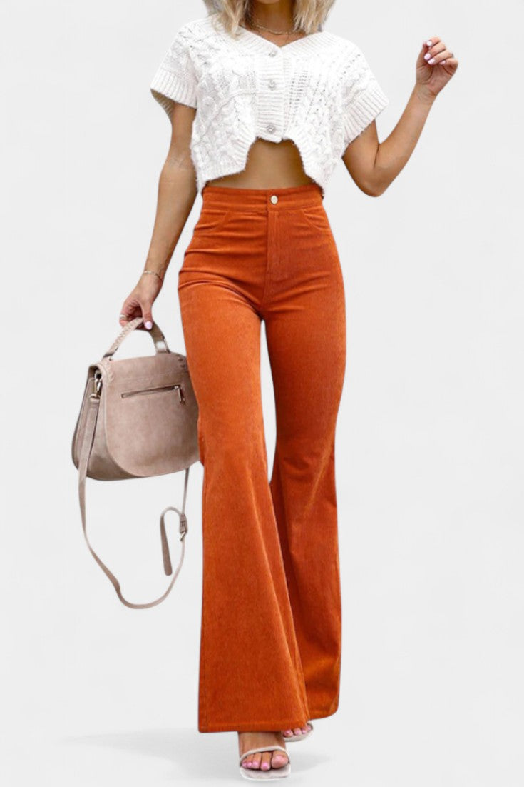 High Waist Corduroy Flare Pants 3