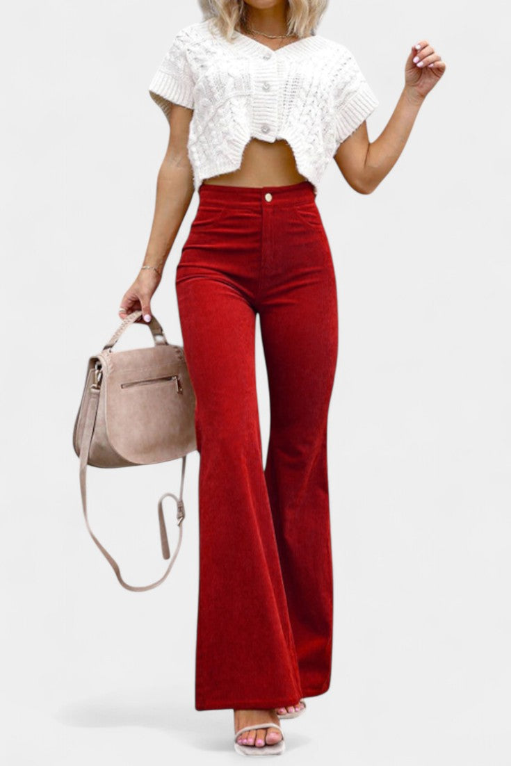 High Waist Corduroy Flare Pants 4