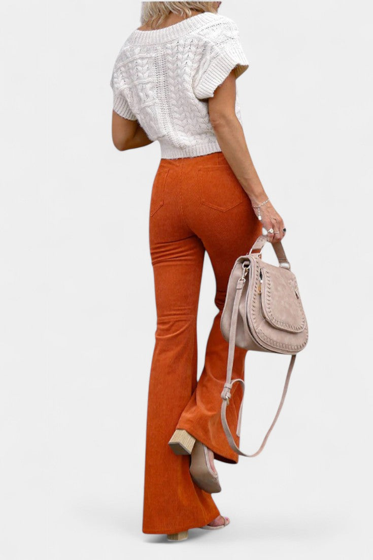 High Waist Corduroy Flare Pants 2