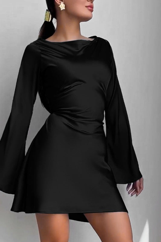 Satin V-Neck Sleeveless Bodycon Mini Dress - View 3