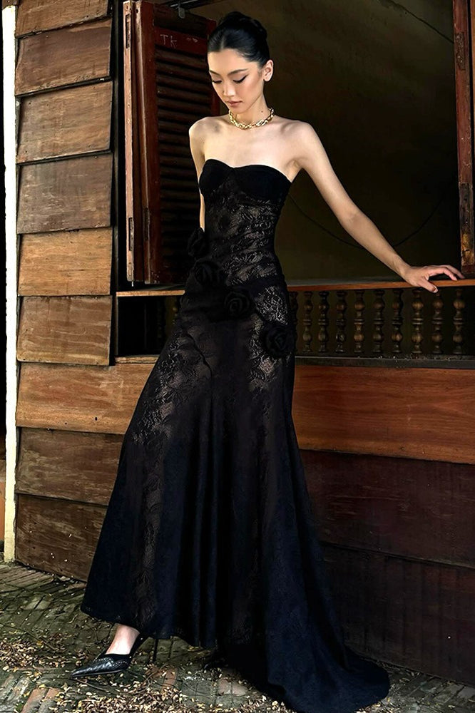 Lace Sheer Mesh Floral Dress