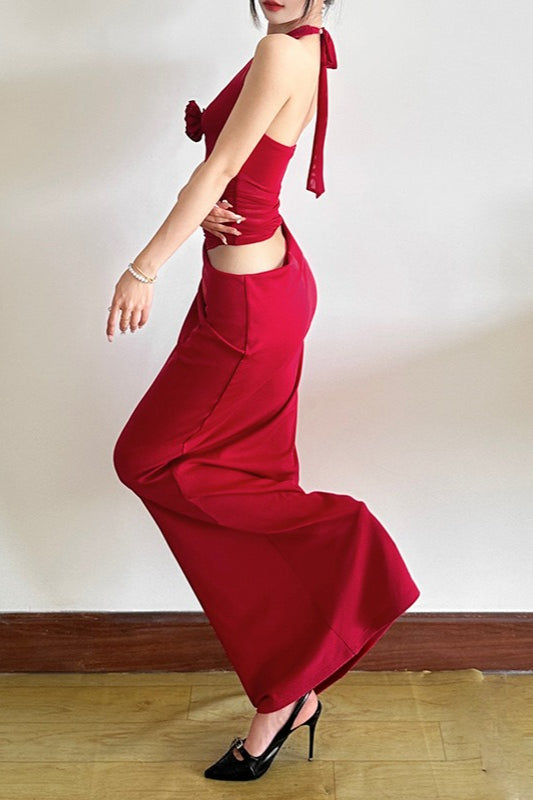 V-Neck Sleeveless Bodycon Mini Party Dress in Claret - View 4