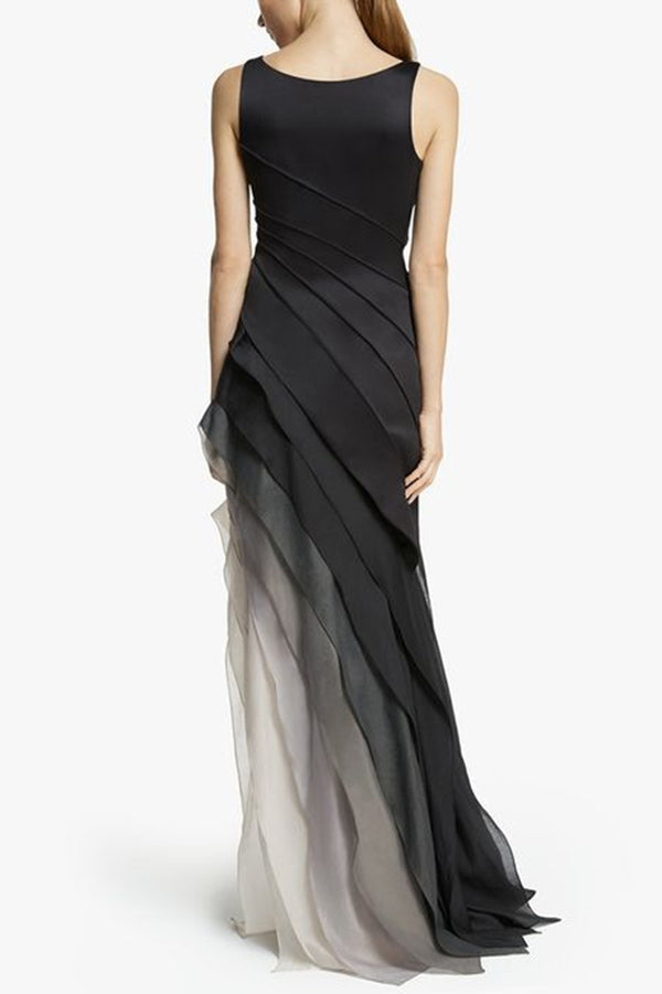 Elegant and Mysterious Tulle Gradient Cascading Design Gown Maxi Dress - View 7