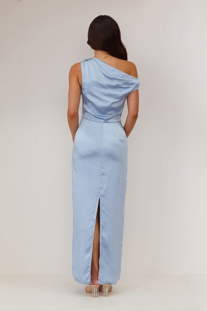 One Shoulder Cowl Neck Satin Maxi Dress 3
