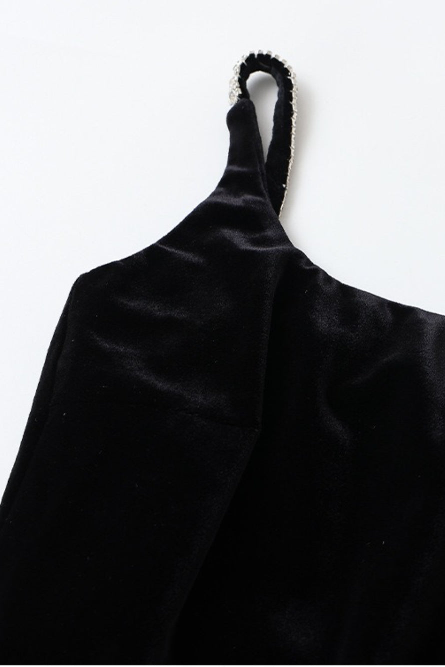 Sexy Velvet Strappy Backless Maxi Dress - View 9