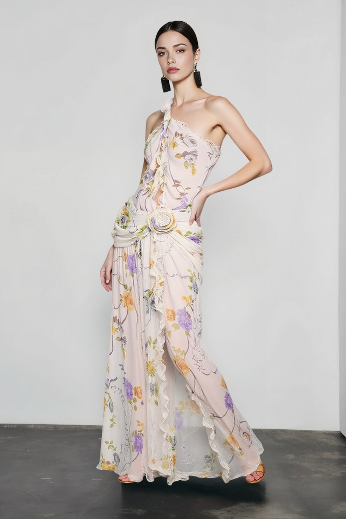 Halter-Neck Floral Dress