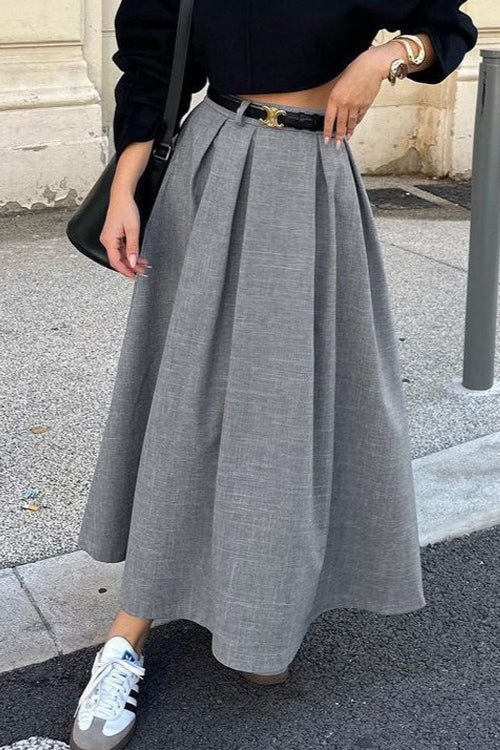 Vintage Washed Pleated Denim Mini Skort