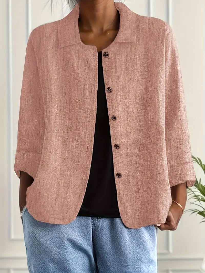 Stand Collar Button Front Long Sleeve Shirt Jacket