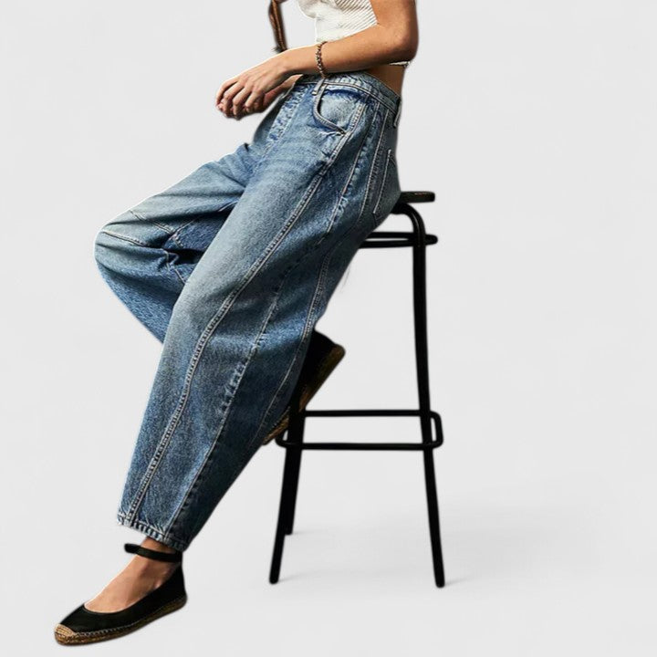 High Waist Faded Barrel Leg Jeans 18