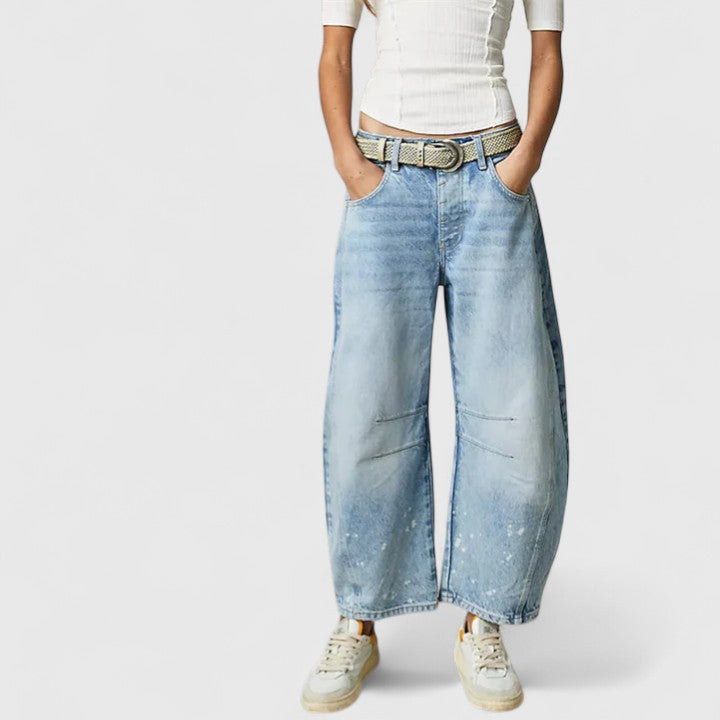 High Waist Faded Barrel Leg Jeans 20