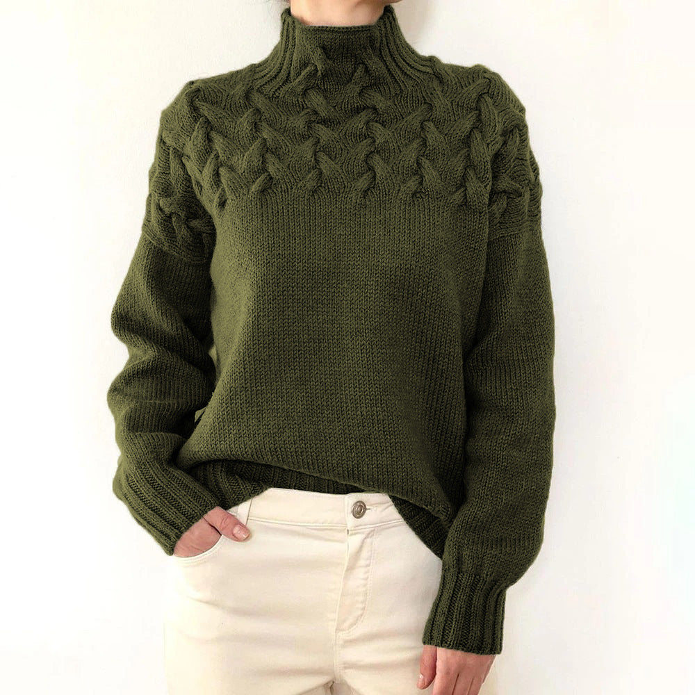 Turtleneck Cable Knit Long Sleeve Sweater 2