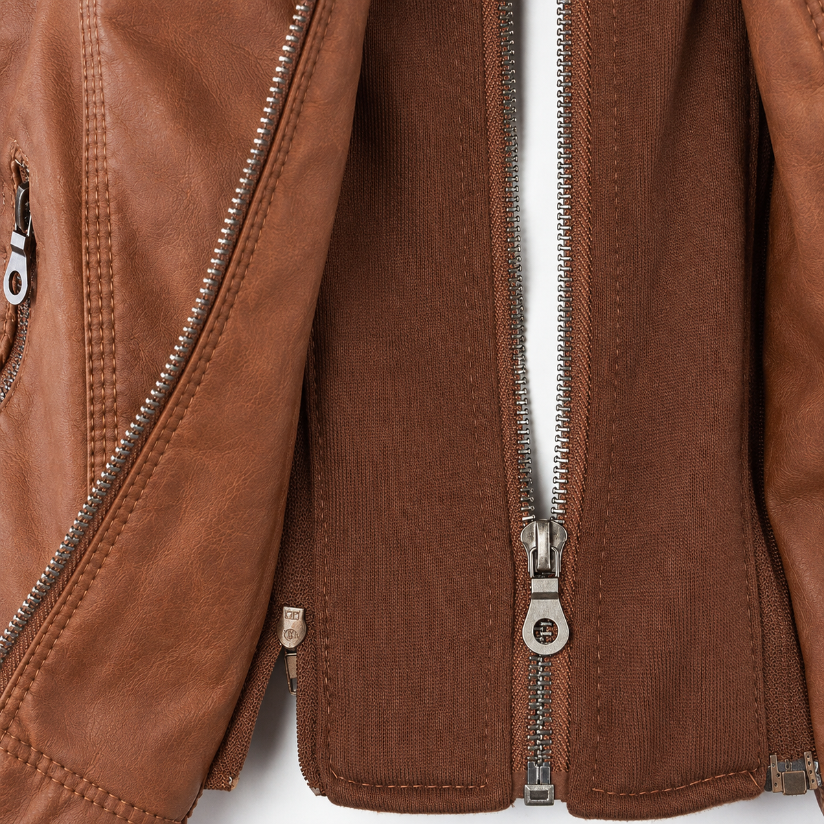 Hooded Zip Front Faux Leather Moto Jacket 14