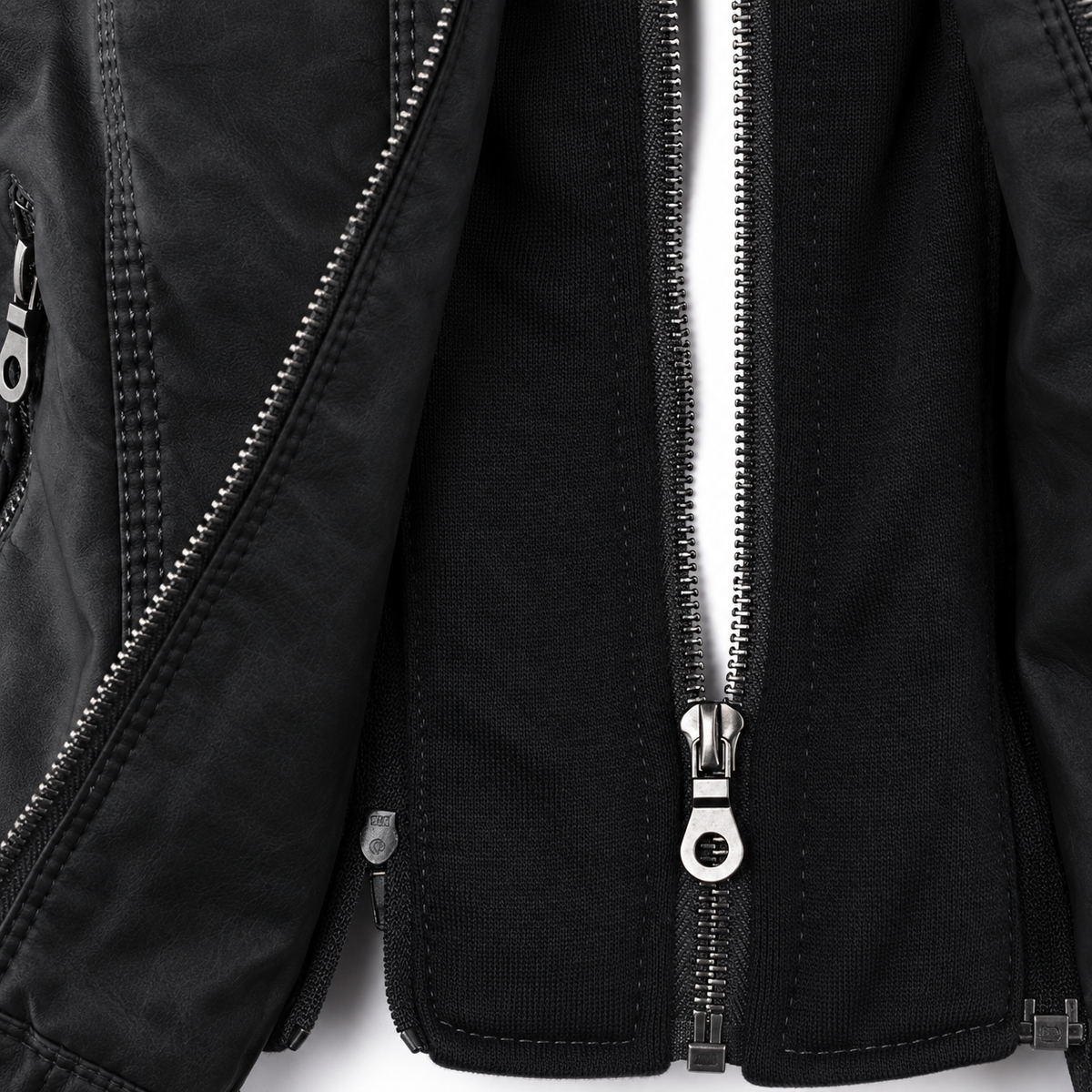 Hooded Zip Front Faux Leather Moto Jacket 15