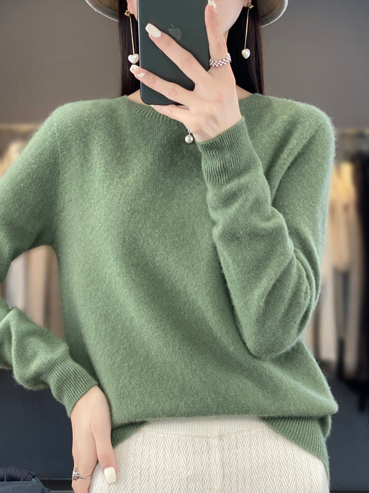 Crew Neck Long Sleeve Soft Knit Sweater