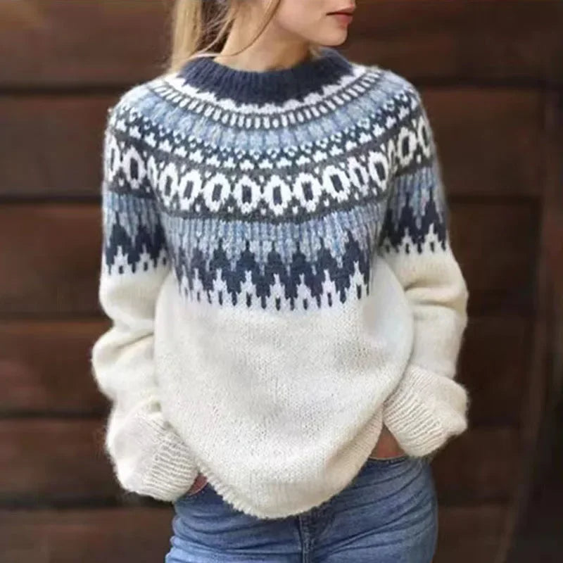 Fair Isle Round Neck Oversized Sweater 2