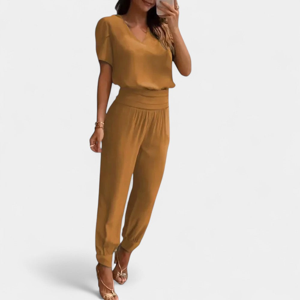 Abstract Print V-Neck Top and Jogger Pants Two Piece Set 5