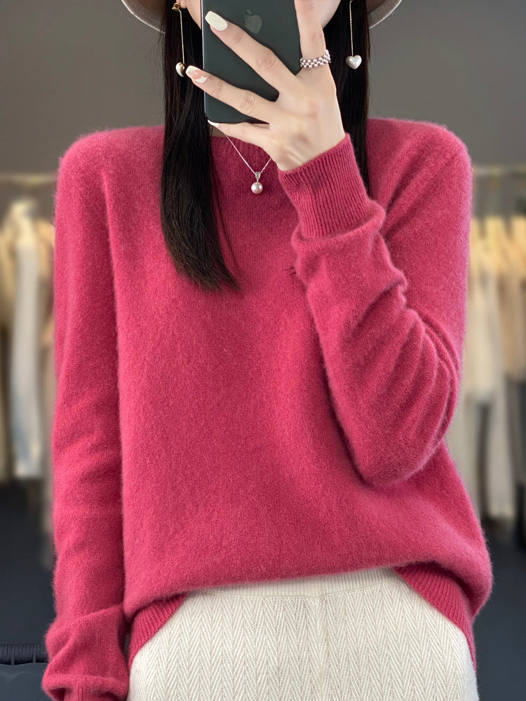 Round Neck Long Sleeve Soft Knit Pullover Sweater 10