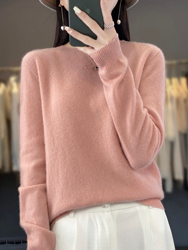 Round Neck Long Sleeve Soft Knit Sweater 9
