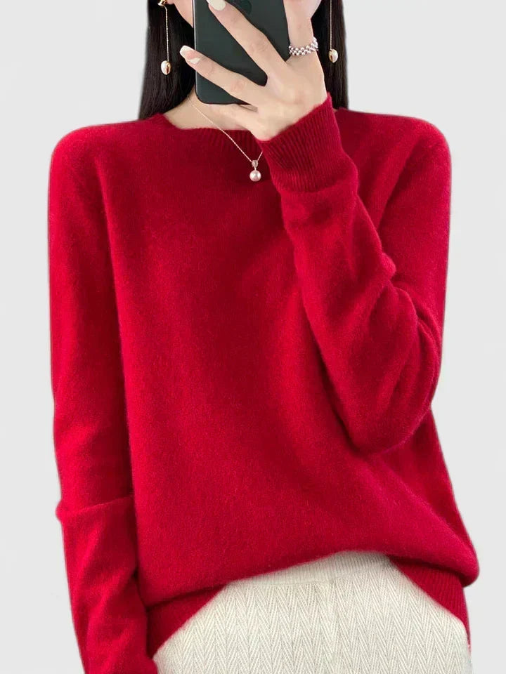 Round Neck Long Sleeve Soft Knit Pullover Sweater 25