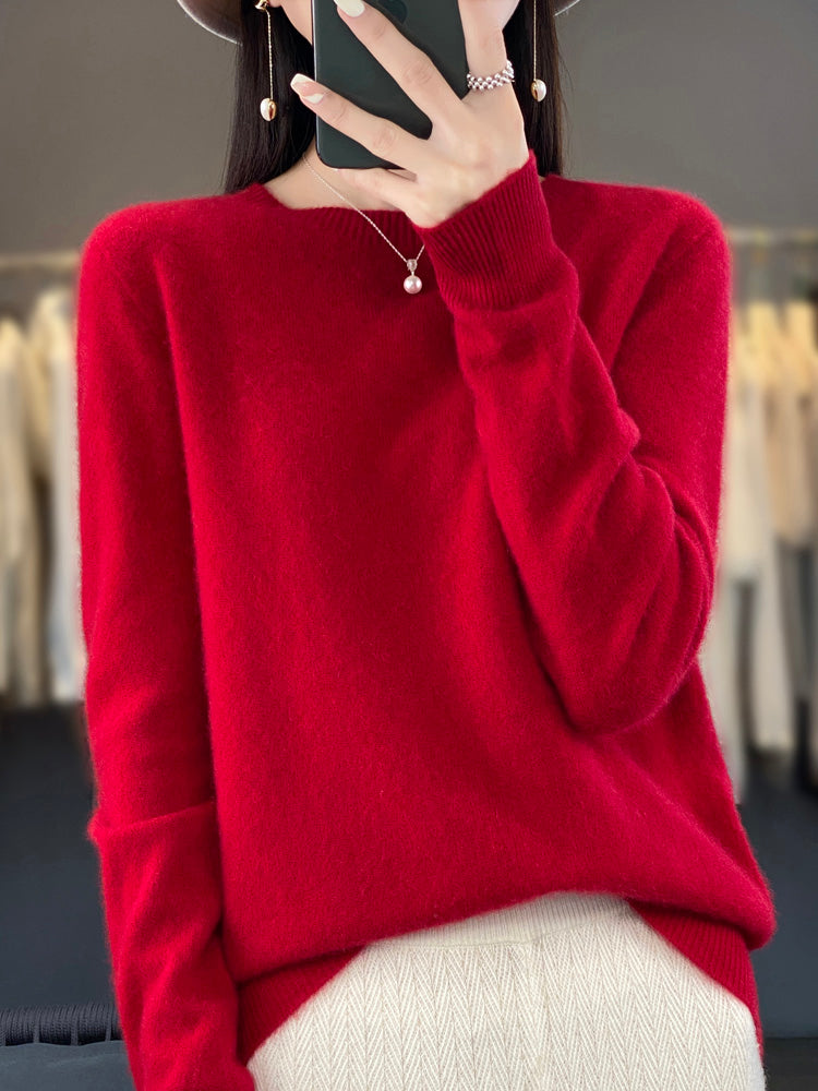 Round Neck Long Sleeve Soft Knit Sweater 8