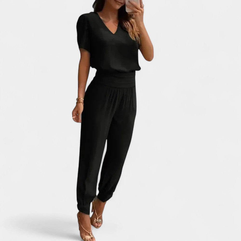 Abstract Print V-Neck Top and Jogger Pants Two Piece Set 6