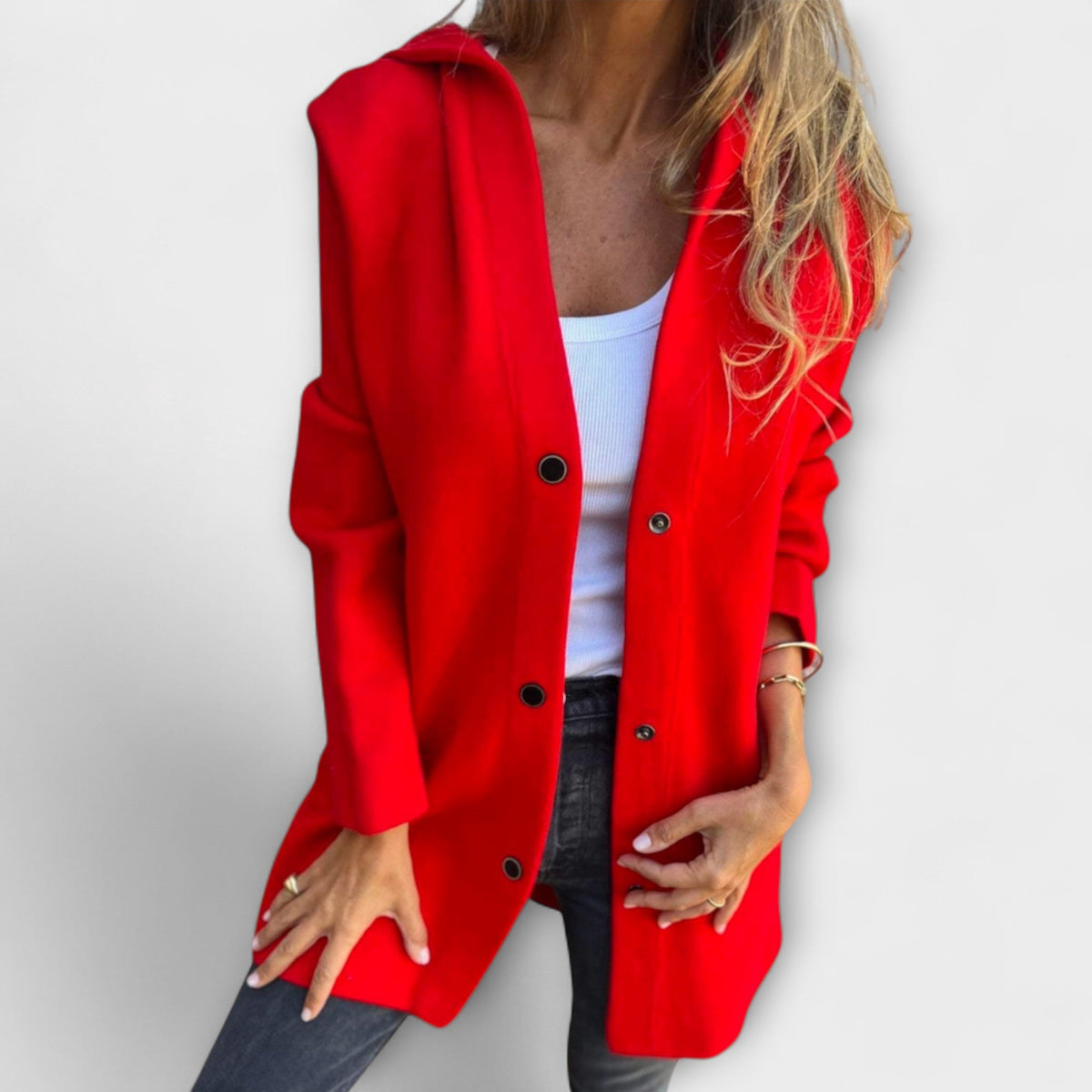 Hooded Button Front Longline Knit Coat 6