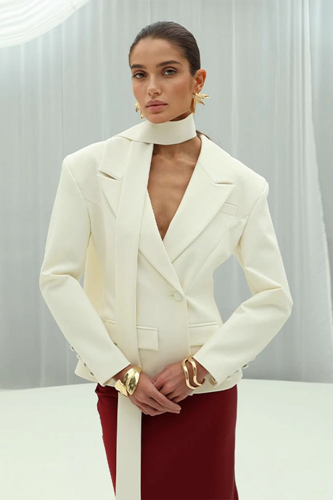 Tailored Tie Detail Slim Fit Blazer