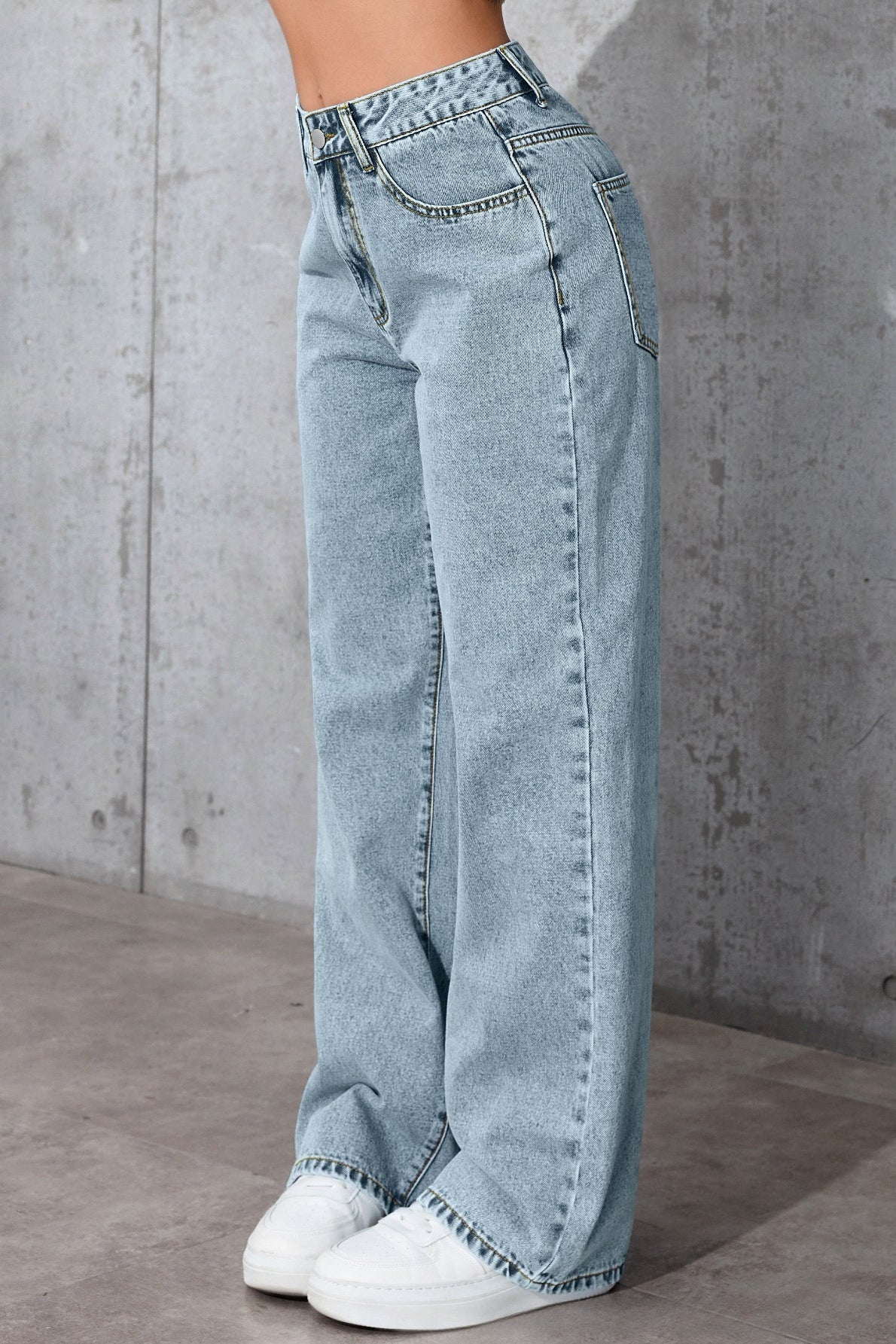 High-Waist Straight-Leg Denim Jeans