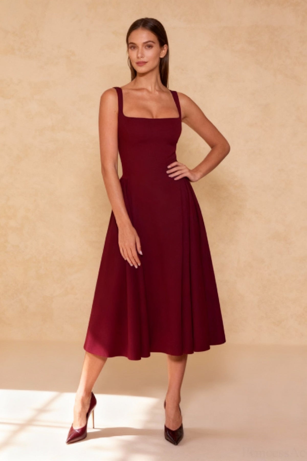 Backless Square Neck Fitted Party Dress - View 2