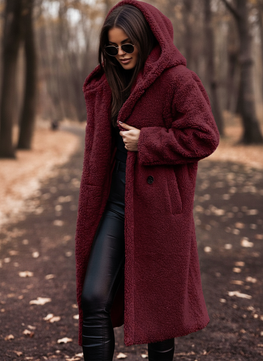 Hooded Longline Teddy Coat