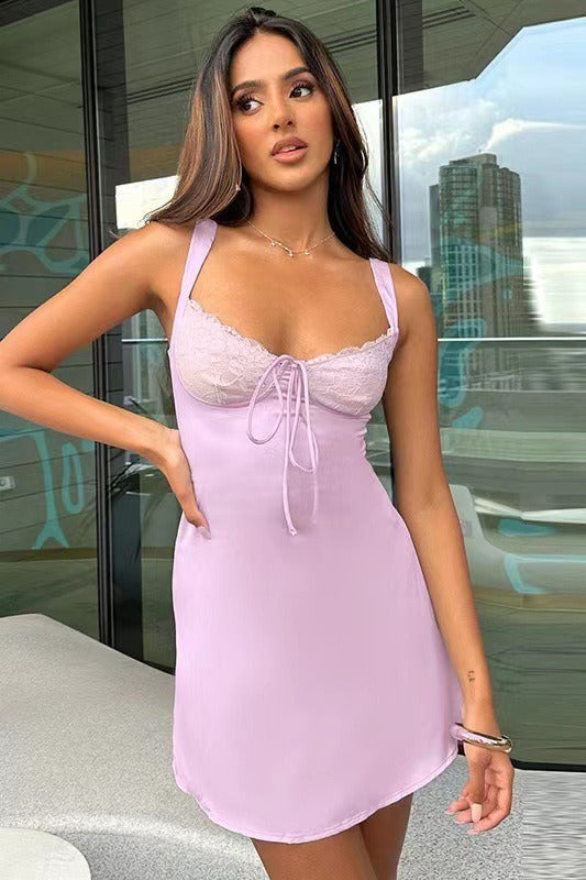 Backless Lace Panel A-line Cocktail Dress - View 13