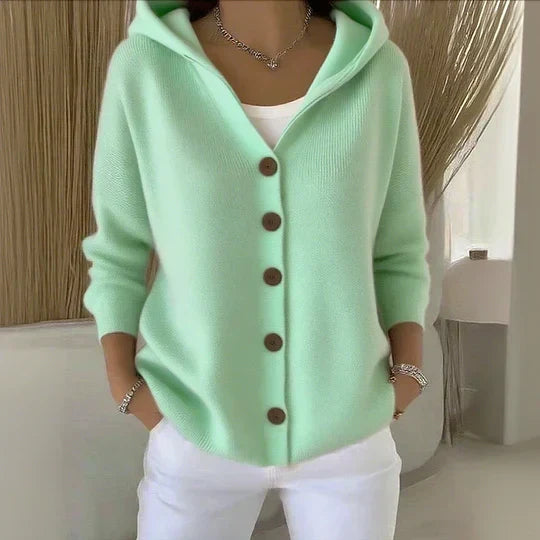 Hooded Button Front Long Sleeve Knit Cardigan 3